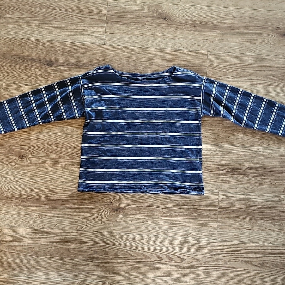 Pendleton Navy Striped Long Sleeve Tee, Size Small - Picture 2 of 4